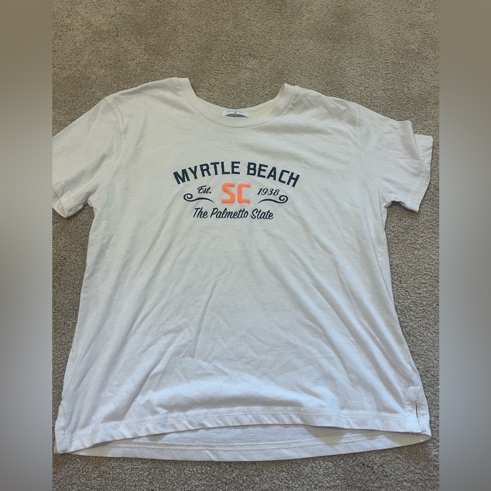 White Short Sleeve Tee with Myrtle Beach Graphic